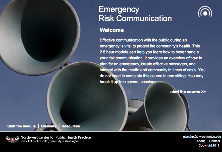 Startside fra Risk Communication Course